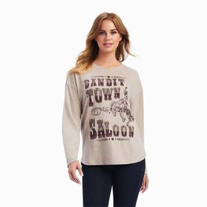 Women's Ariat Saloon Tops Brown Beige | QTGD-65912