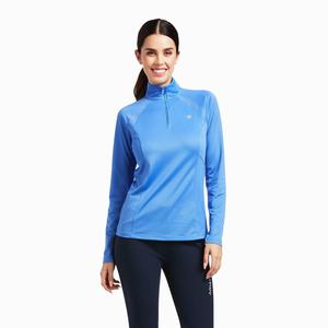 Women's Ariat Sunstopper 2.0 1/4 Zip Tops Blue | ILDG-32809