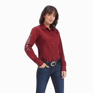 Women's Ariat Team Kirby Stretch Tops Dark Red | YNOM-05641