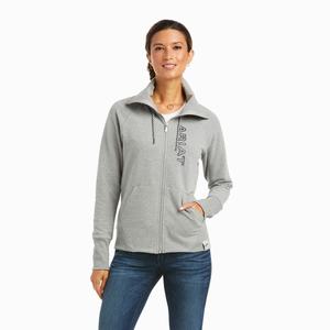 Women's Ariat Team Logo Full Zip Hoodie Grey | ZOYS-26137