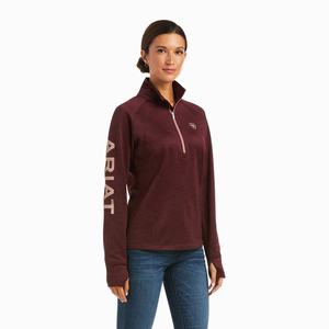 Women's Ariat Tek Team 1/2 Zip Hoodie Burgundy | EFJV-61328