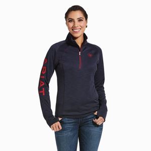 Women's Ariat Tek Team 1/2 Zip Hoodie Navy | AQGK-95204