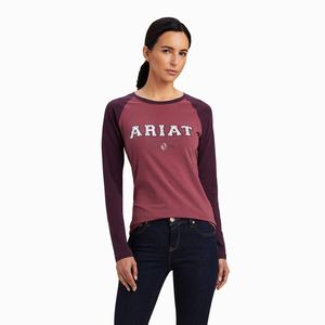 Women's Ariat Varsity Tops Pink | HITW-12086