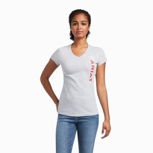 Women's Ariat Vertical Logo Tops Grey | MTLX-69107