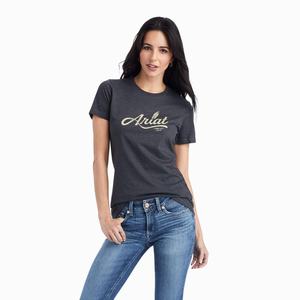 Women's Ariat Wheat Script Tops Grey | IRDJ-38970