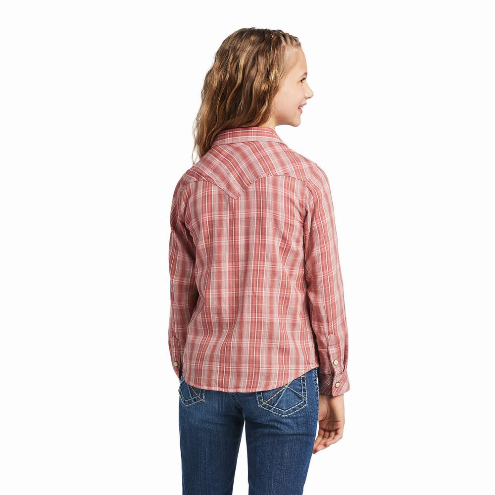 Kids' Ariat Antique Rubia Shirts Red | EFRA-16483