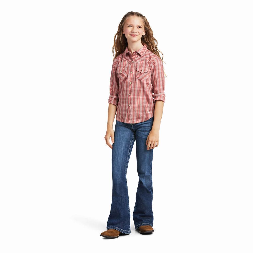 Kids' Ariat Antique Rubia Shirts Red | EFRA-16483