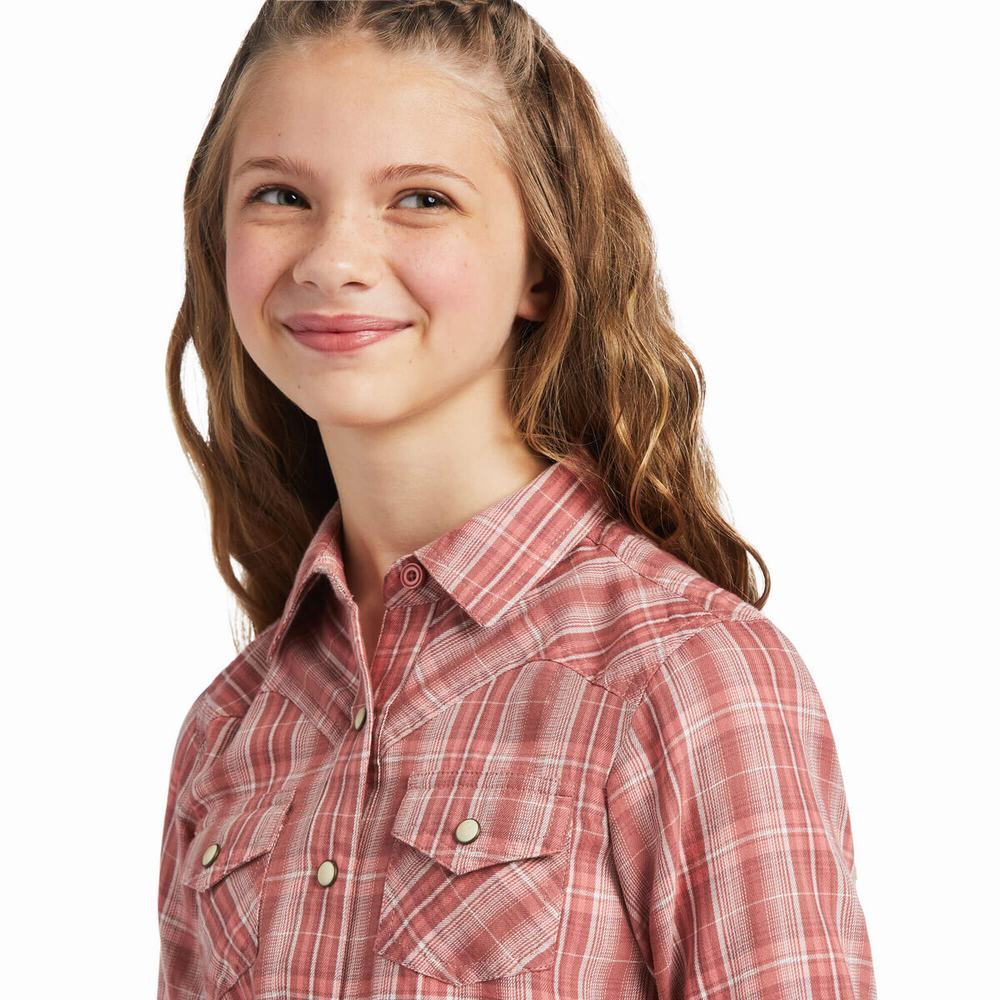 Kids' Ariat Antique Rubia Shirts Red | EFRA-16483