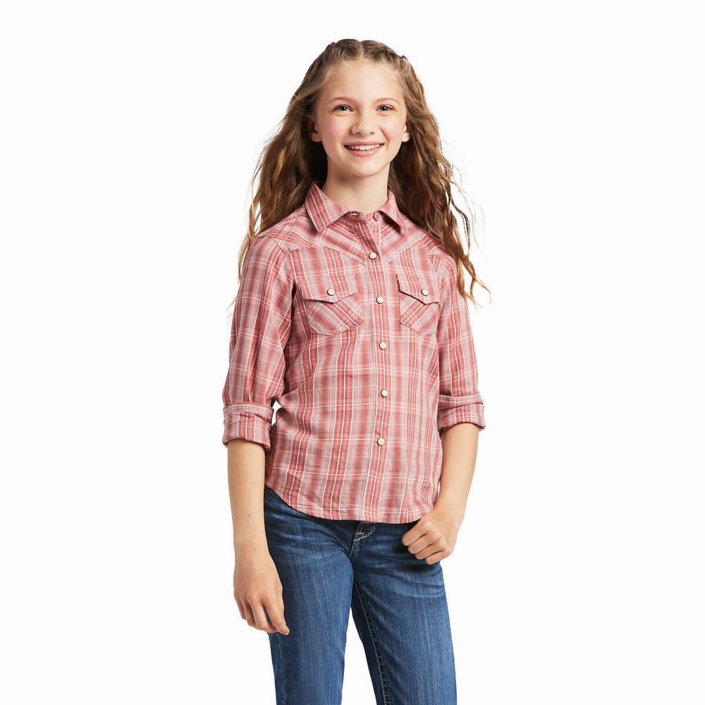 Kids\' Ariat Antique Rubia Shirts Red | EFRA-16483