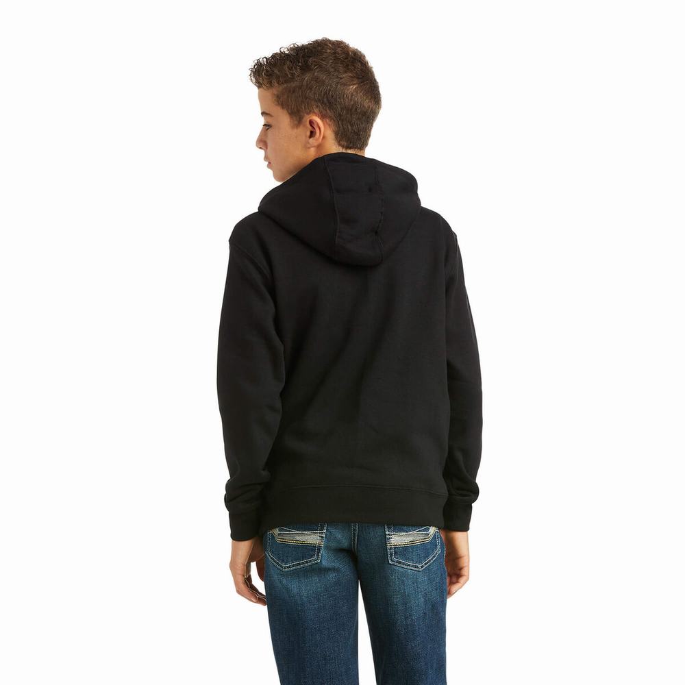 Kids' Ariat Basic Hoodie Black Green | ODZN-95064