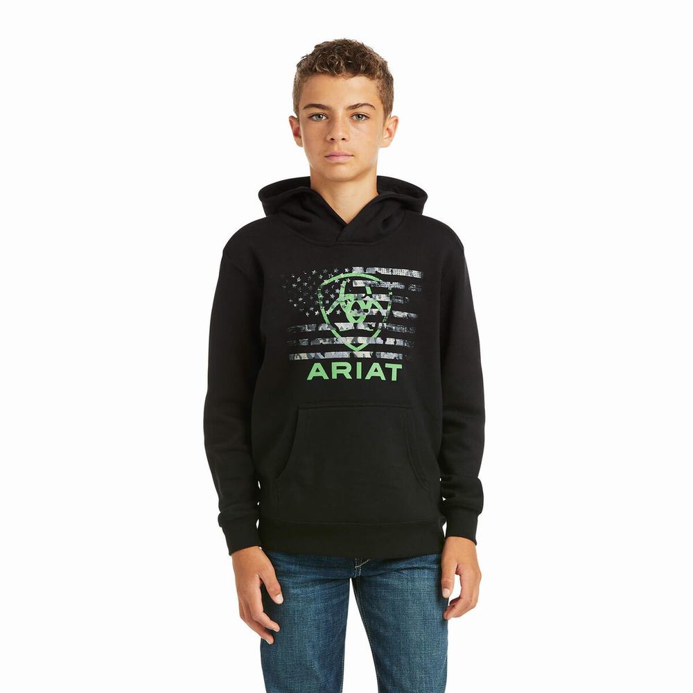 Kids\' Ariat Basic Hoodie Black Green | ODZN-95064