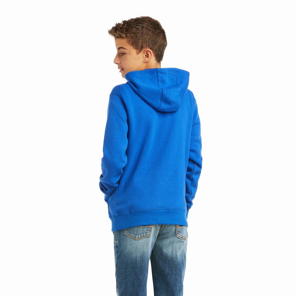 Kids' Ariat Basic Hoodie Deep Blue | WAME-39178