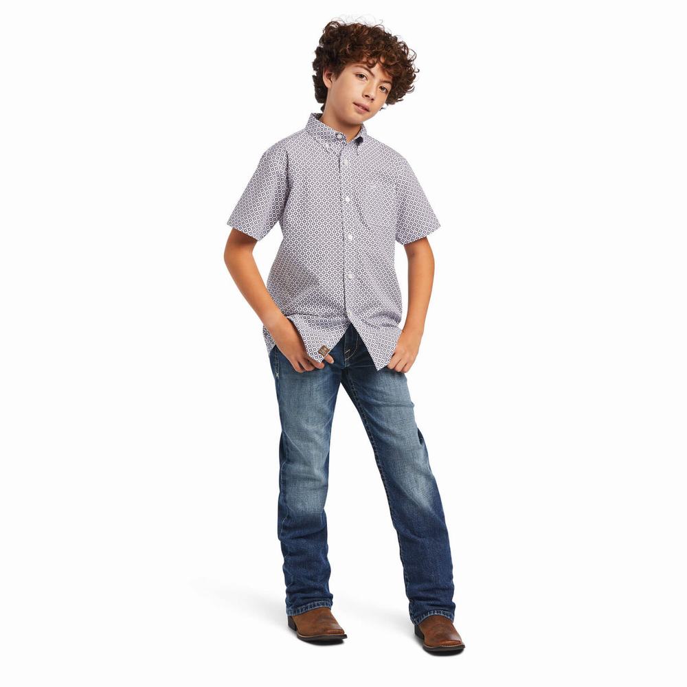 Kids' Ariat Brecken Classic Fit Shirts Lavender | FTRK-12860