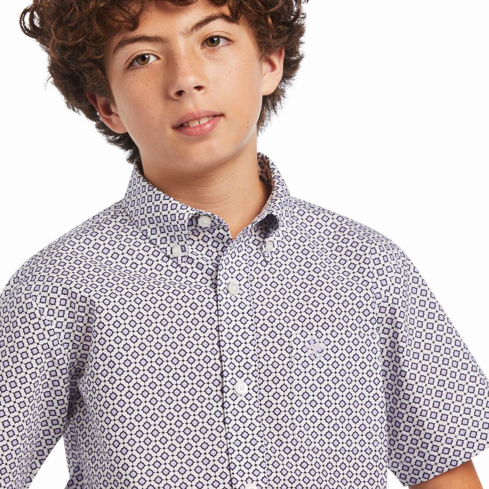 Kids' Ariat Brecken Classic Fit Shirts Lavender | FTRK-12860