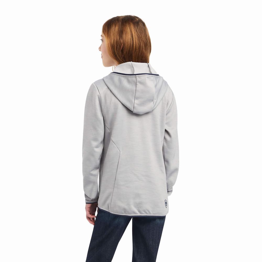 Kids' Ariat Byron Full Zip Hoodie Grey | CAIS-95731