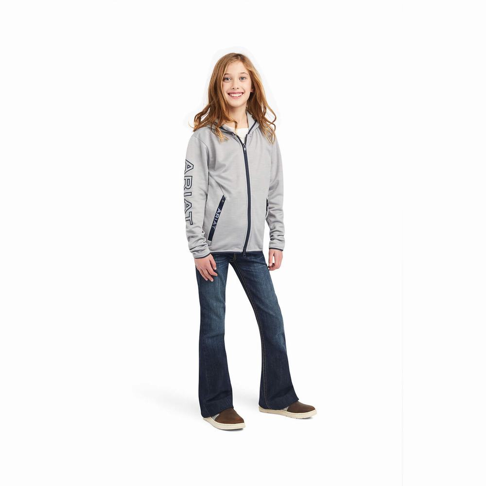 Kids' Ariat Byron Full Zip Hoodie Grey | CAIS-95731