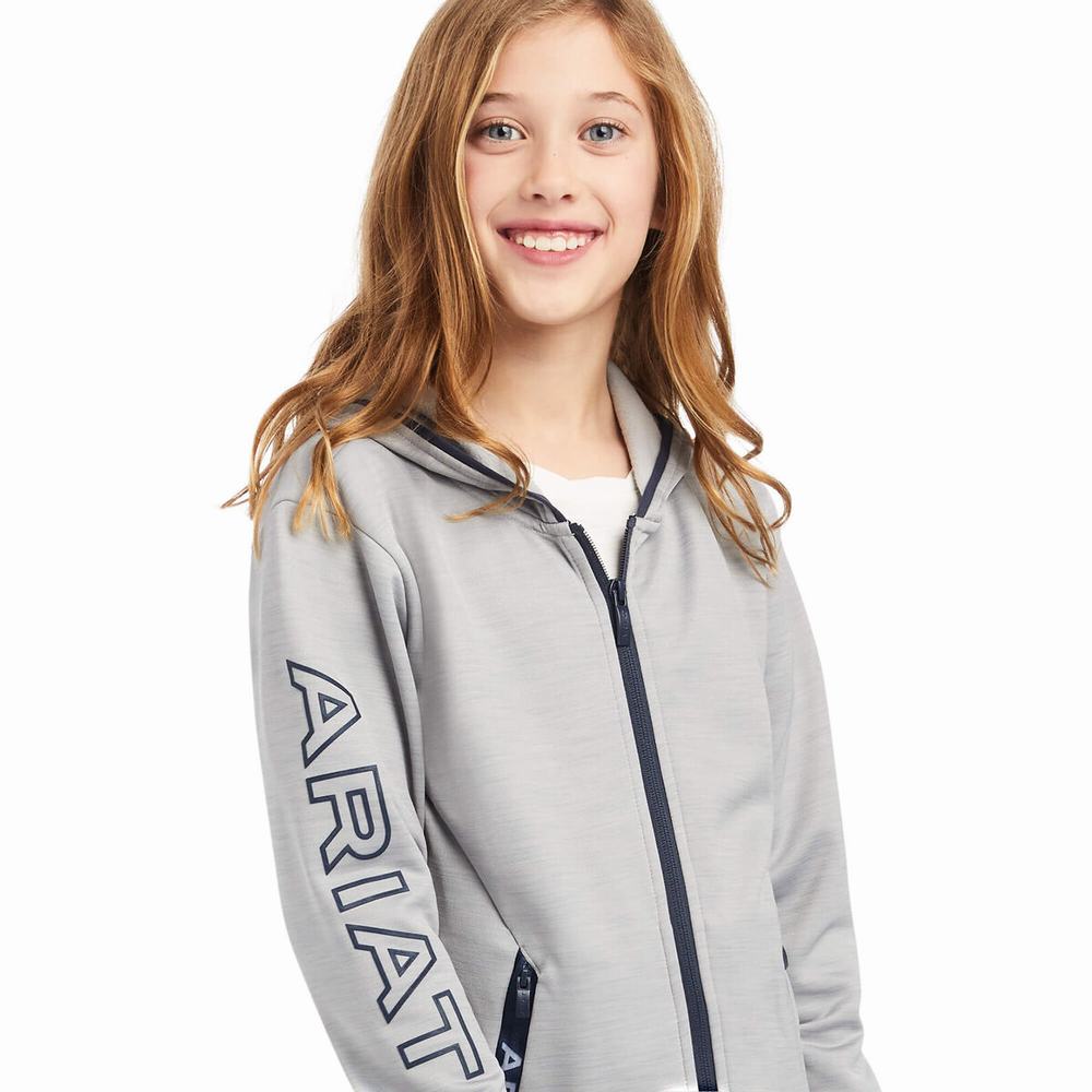 Kids' Ariat Byron Full Zip Hoodie Grey | CAIS-95731