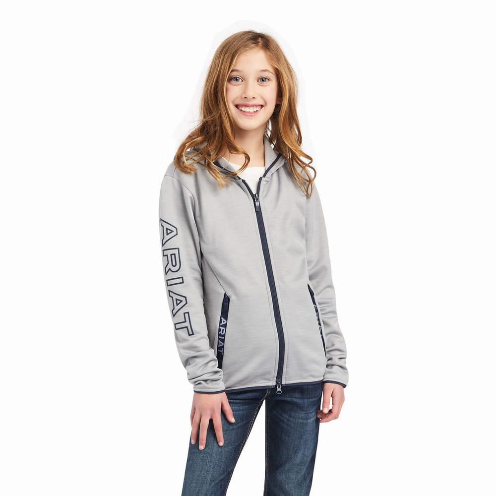 Kids\' Ariat Byron Full Zip Hoodie Grey | CAIS-95731