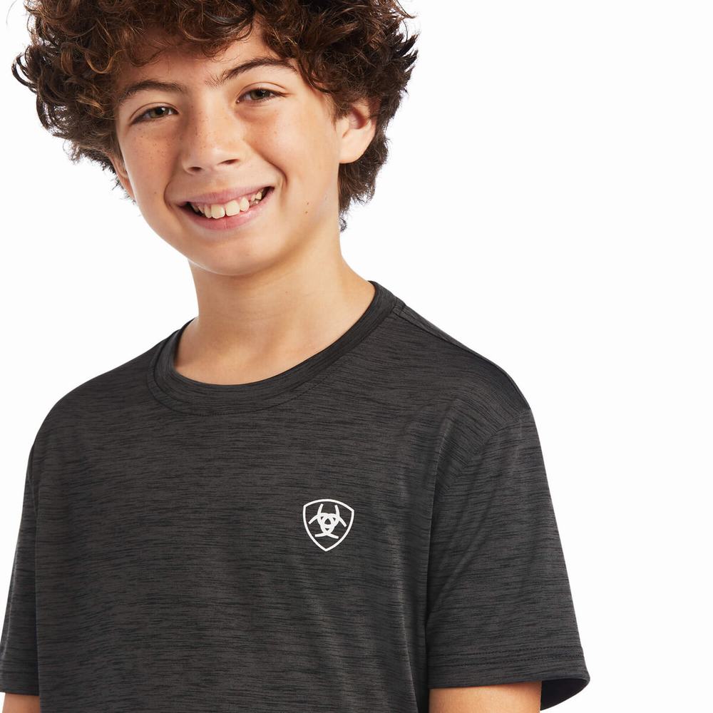 Kids' Ariat Charger Patriotic Polo Shirts Grey | BQUZ-56107