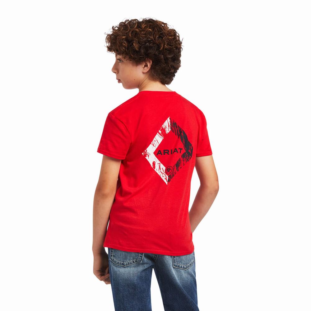 Kids\' Ariat Diamond Wood Polo Shirts Red | NQVJ-56943