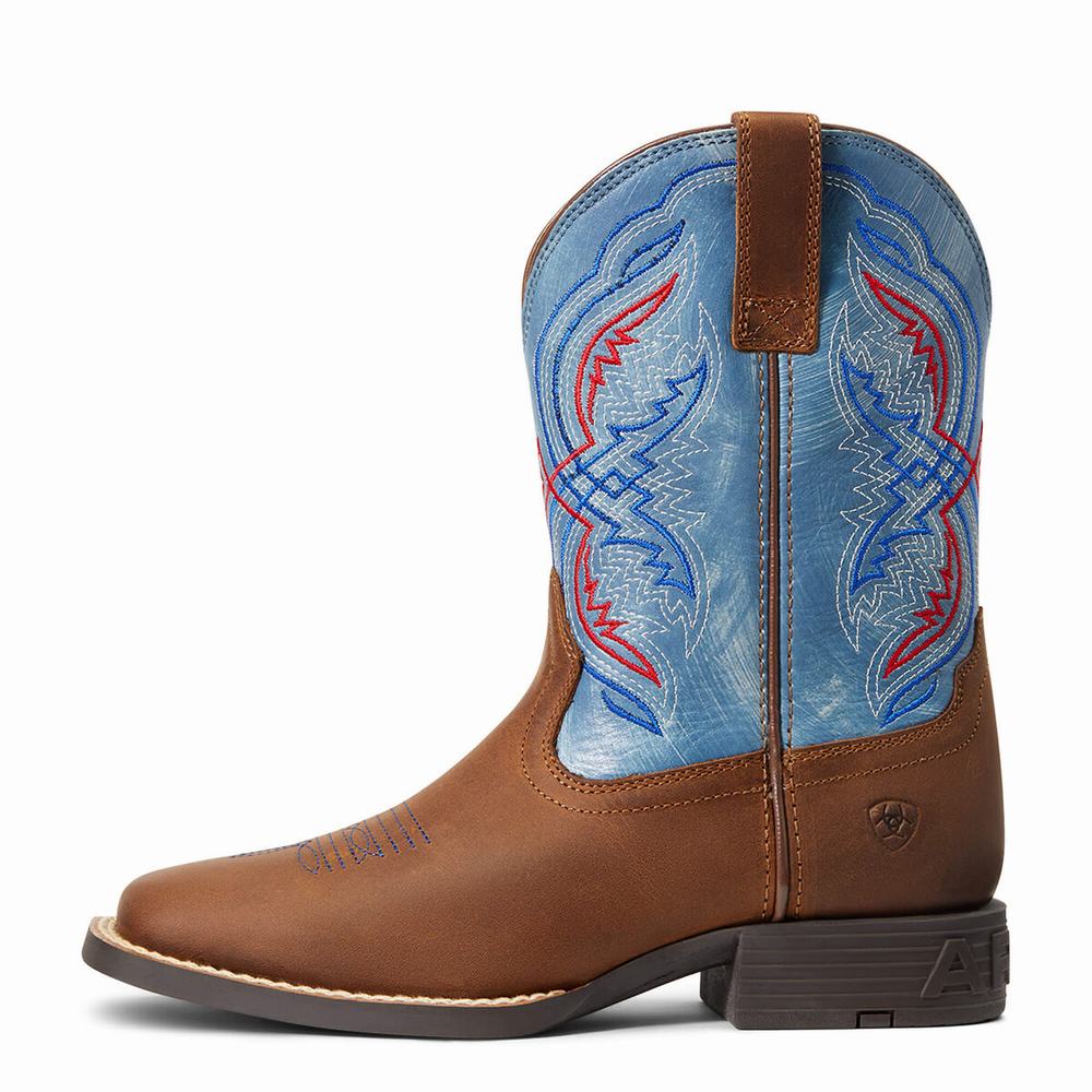 Kids' Ariat Double Kicker Western Boots Brown | FLPO-10785