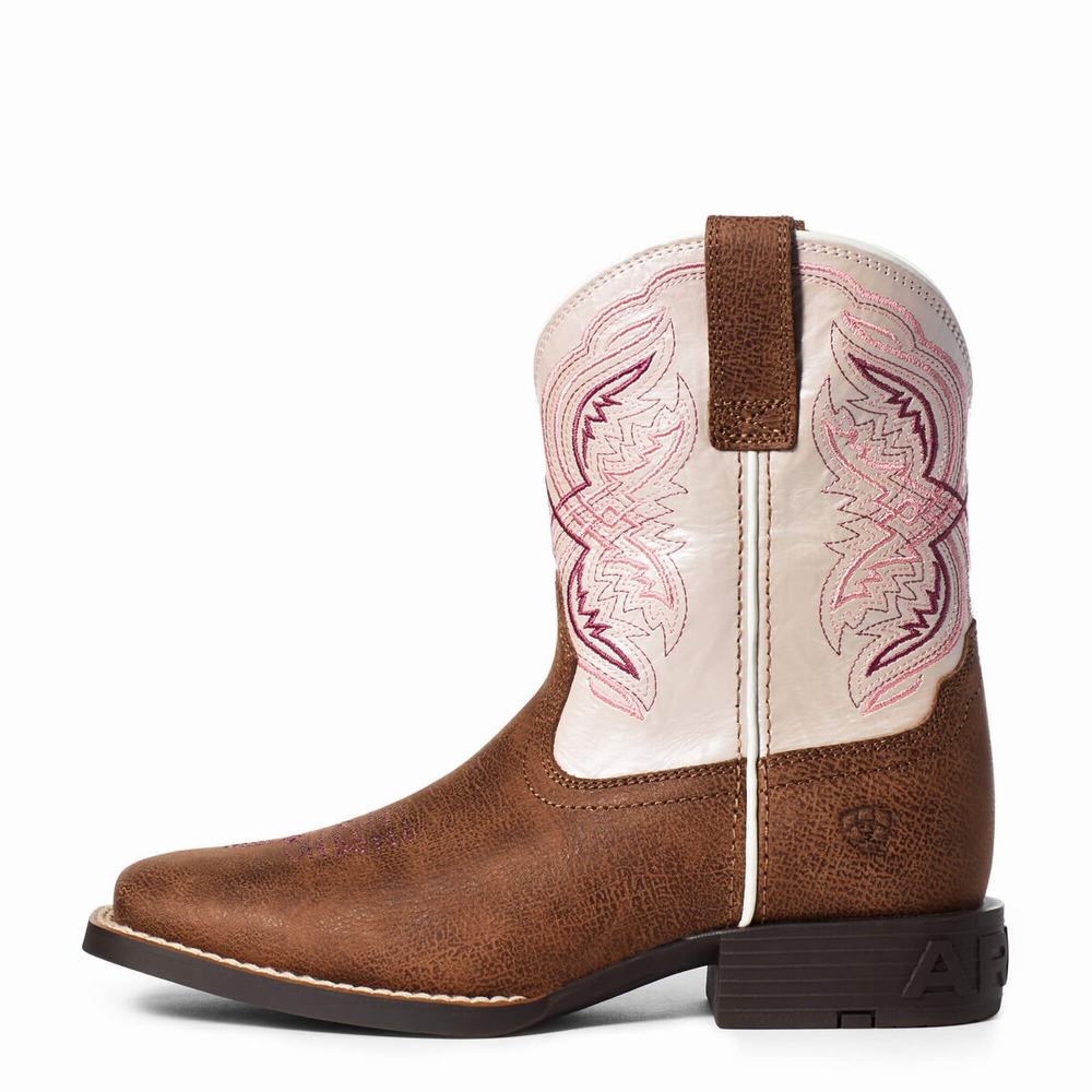 Kids' Ariat Double Kicker Western Boots Brown | VMEQ-36921