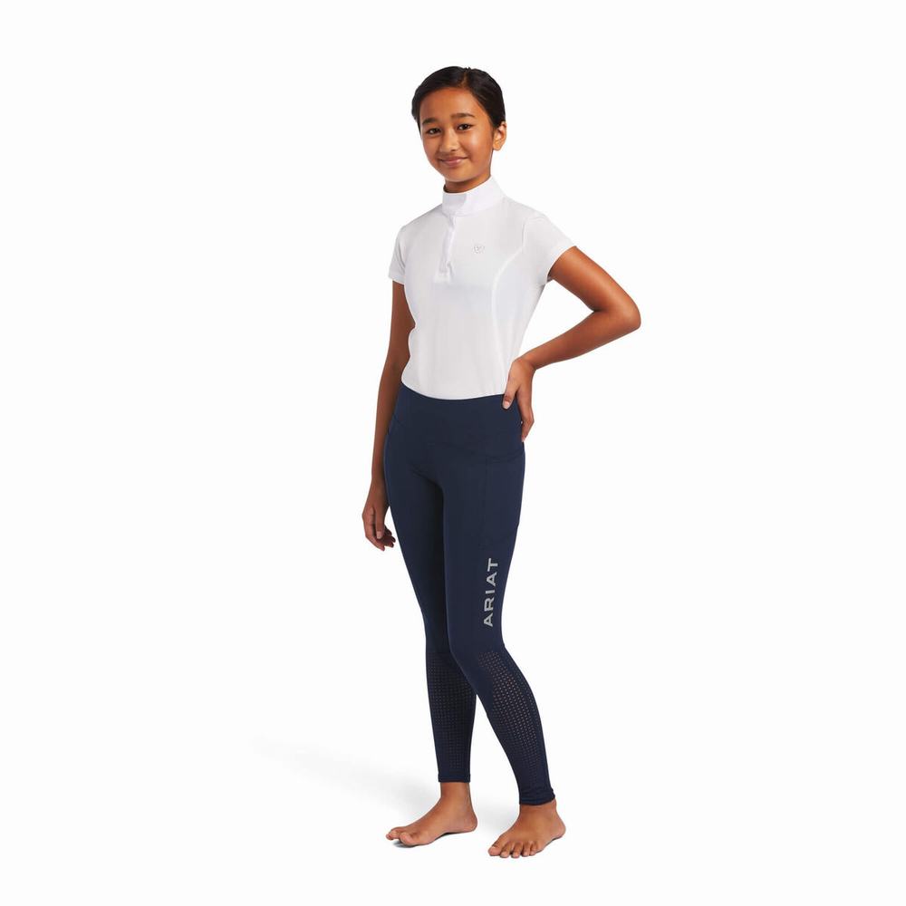 Kids' Ariat Eos Knee Patch Riding Pants Navy | TNLM-52437