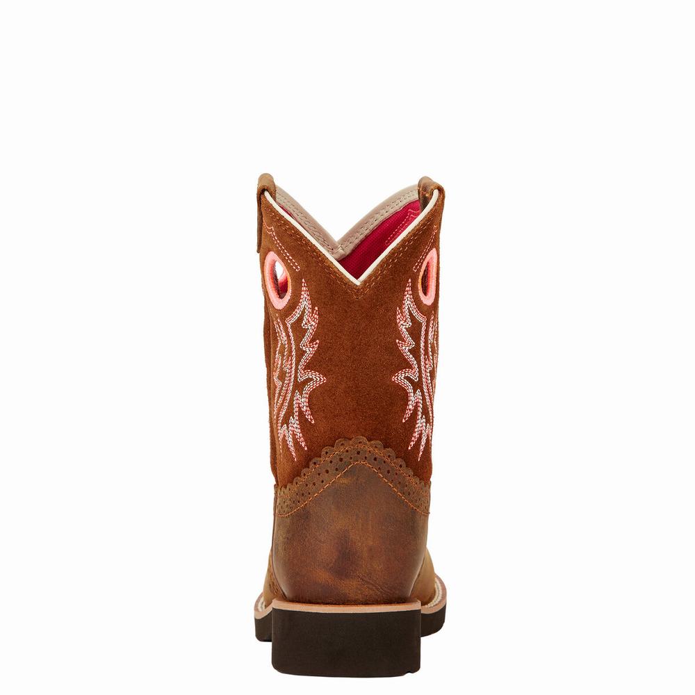 Kids' Ariat Fatbaby Cowgirl Western Boots Brown | VUMG-85417