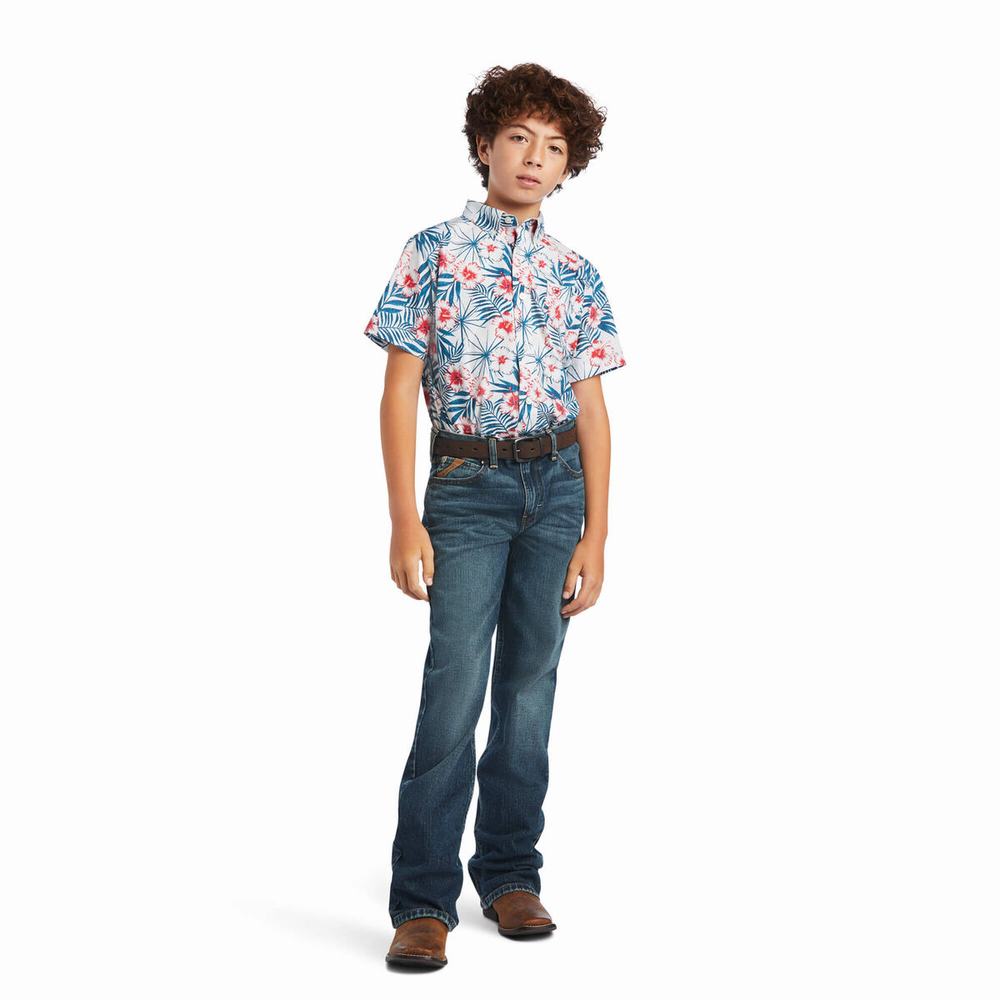 Kids' Ariat Fateh Classic Fit Shirts White | GTQI-42605