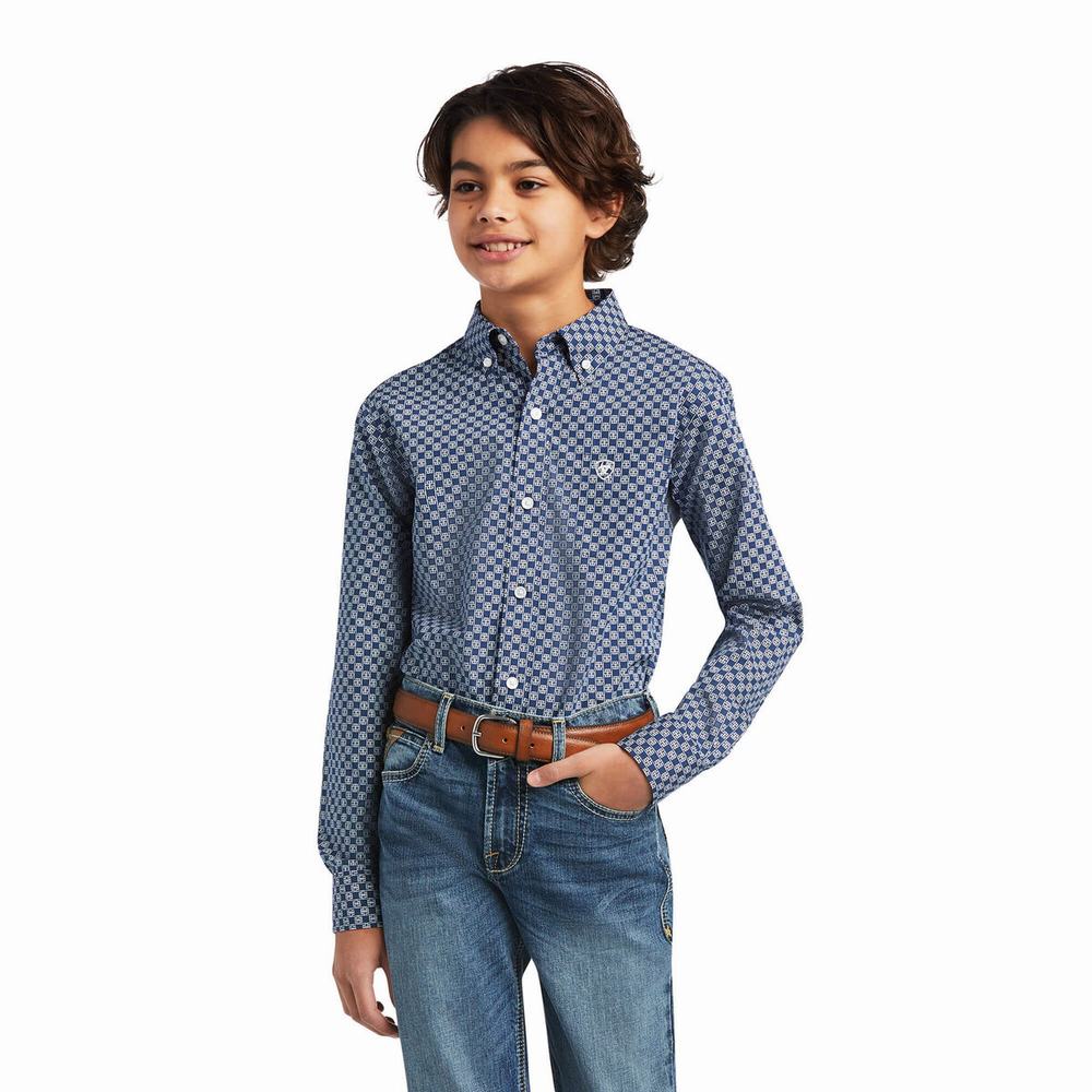 Kids\' Ariat Kase Classic Fit Shirts Multicolor | YDVQ-18053