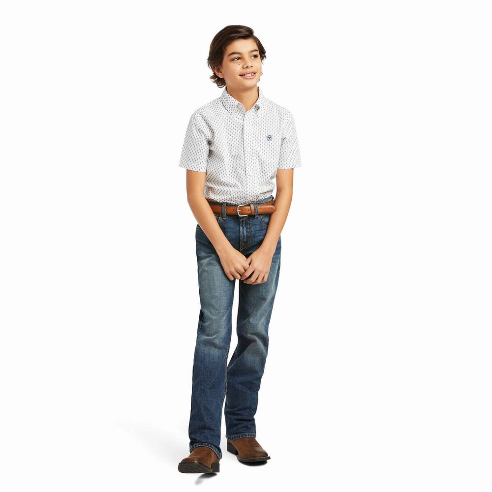 Kids' Ariat Kaspar Classic Fit Shirts White | KZSW-43207