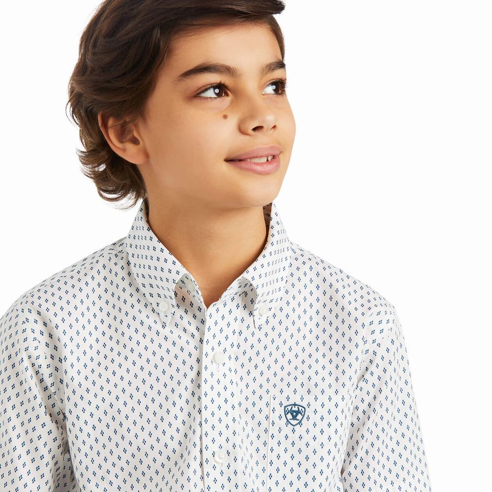 Kids' Ariat Kaspar Classic Fit Shirts White | KZSW-43207