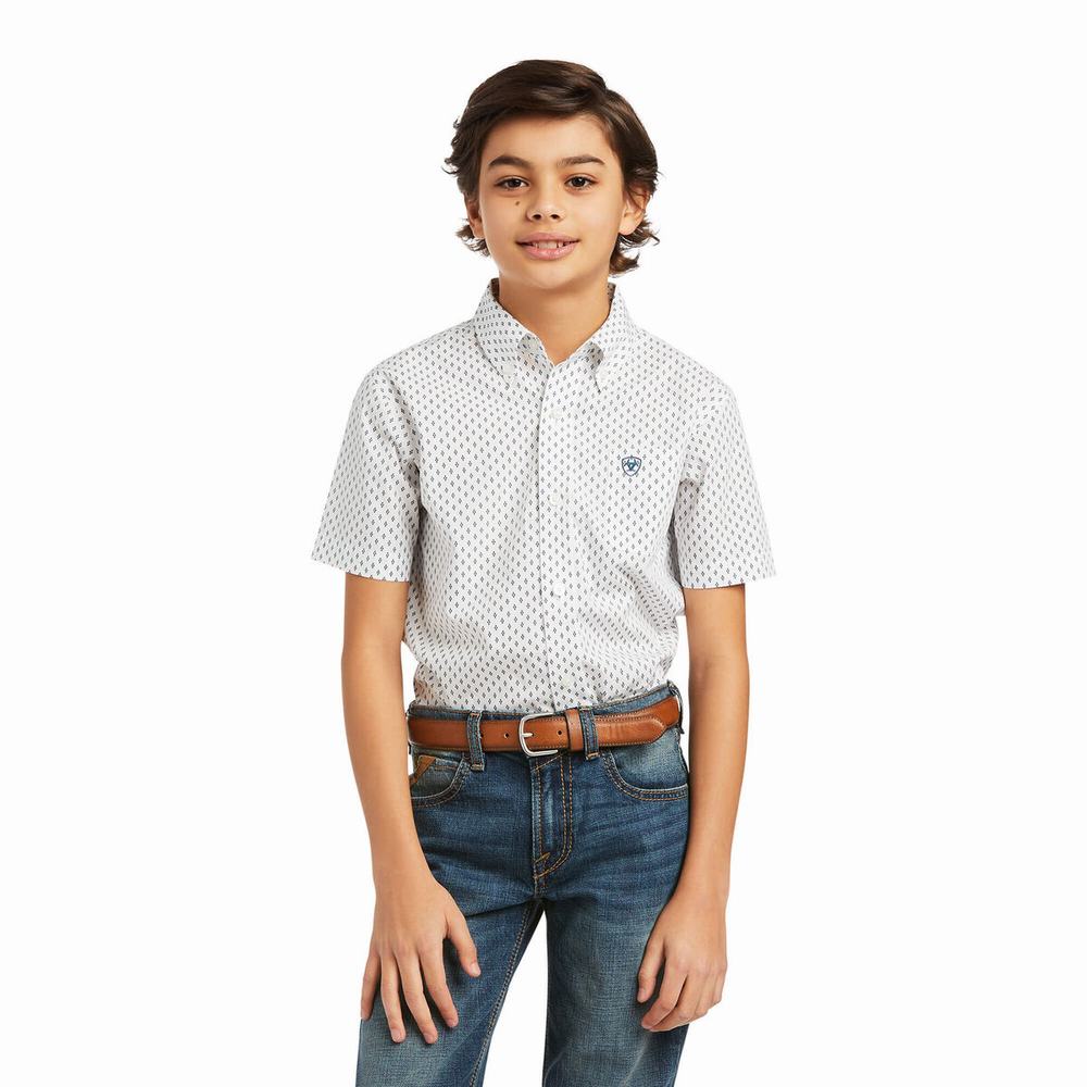 Kids\' Ariat Kaspar Classic Fit Shirts White | KZSW-43207