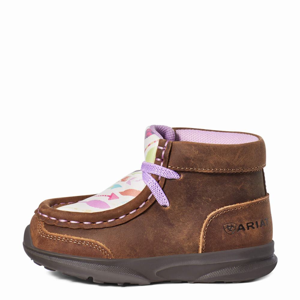 Kids' Ariat LIL' STOMPERS ADDISON Western Boots Brown | RJDN-39157