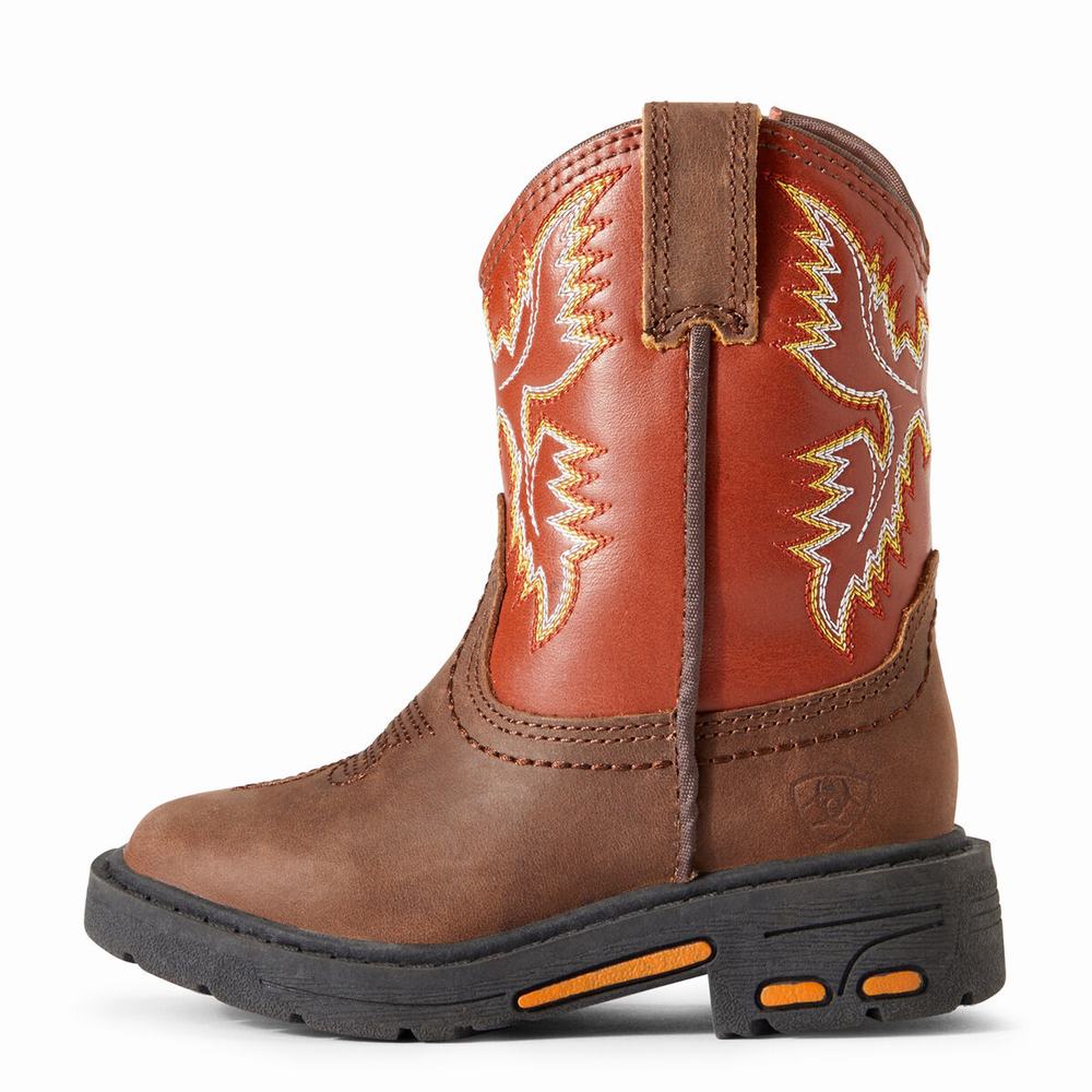 Kids' Ariat Lil' Stompers Chandler Workhog Western Boots Brown | WPNL-64153