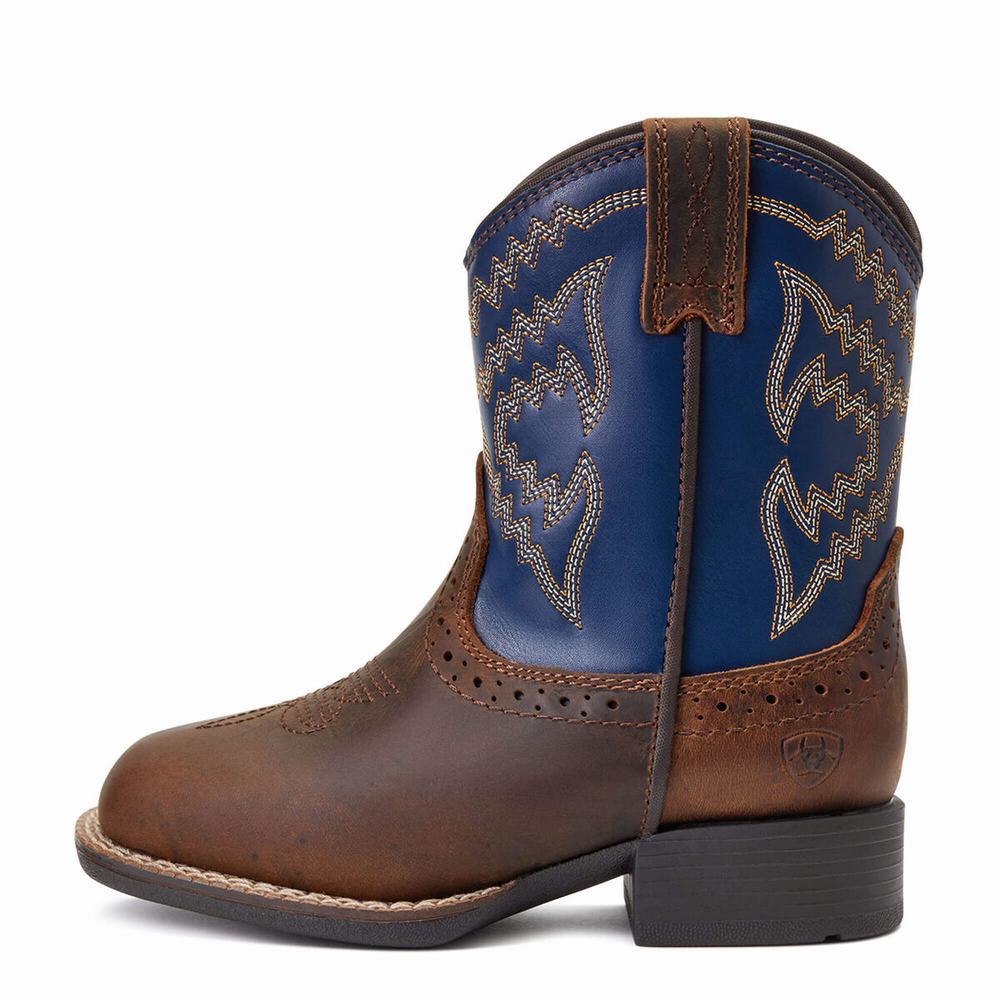 Kids' Ariat Lil' Stompers Deadwood Western Boots Brown | CFAB-14632