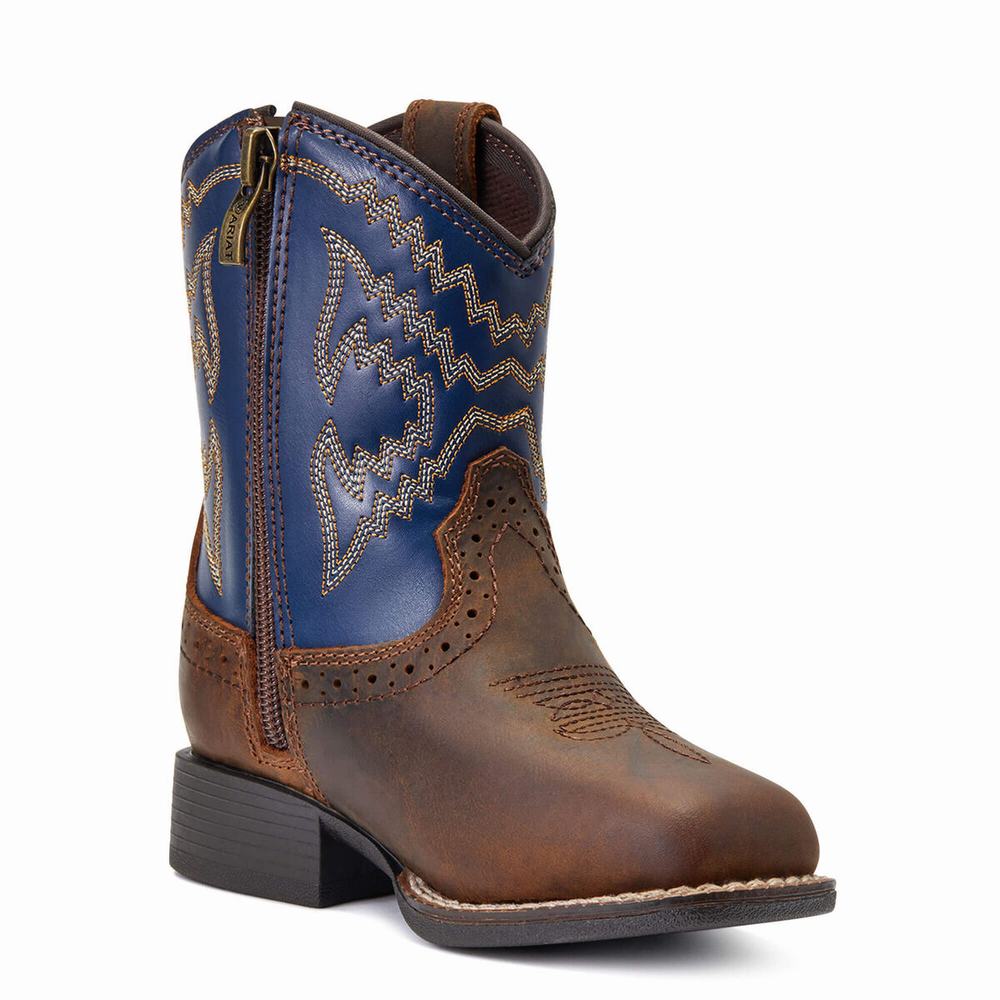 Kids' Ariat Lil' Stompers Deadwood Western Boots Brown | CFAB-14632