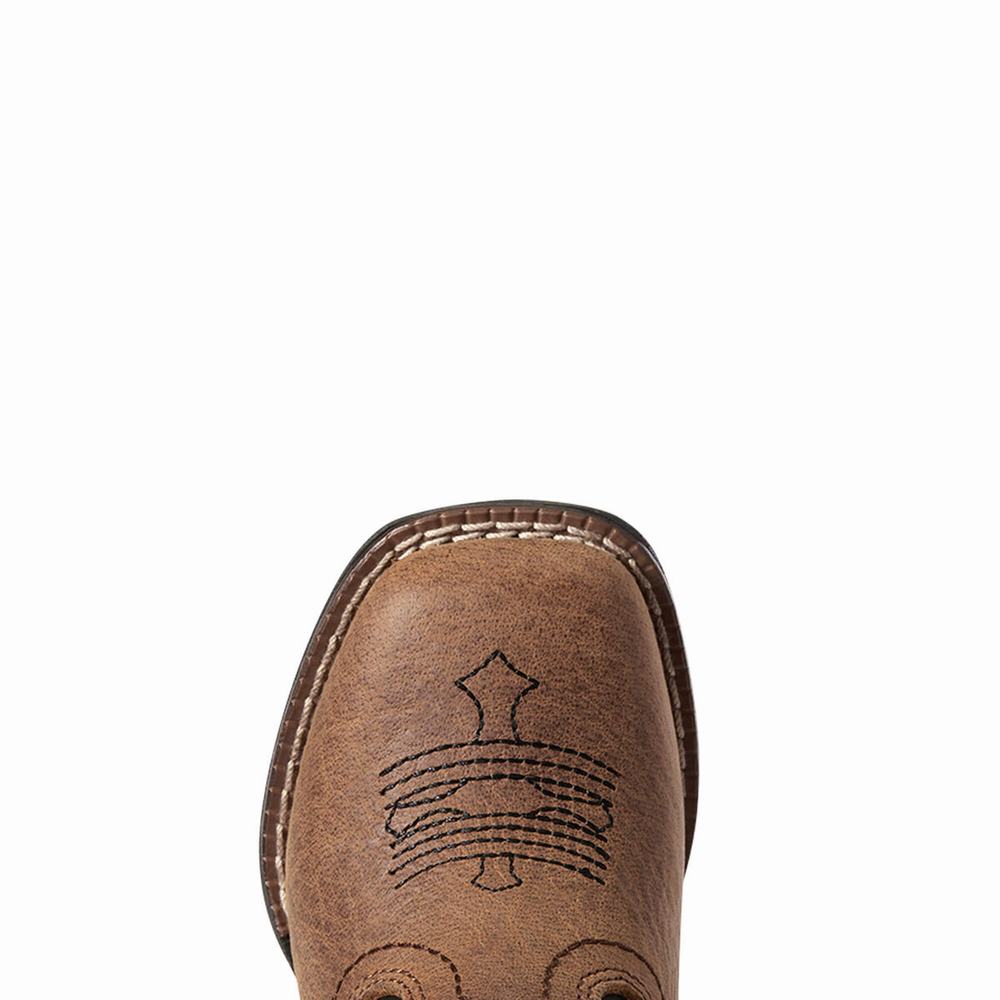 Kids' Ariat Lil' Stompers Warren Western Boots Brown | FXQU-07213