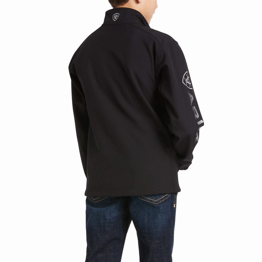 Kids' Ariat Logo 2.0 Softshell Jackets Black / Silver | HDTG-56081