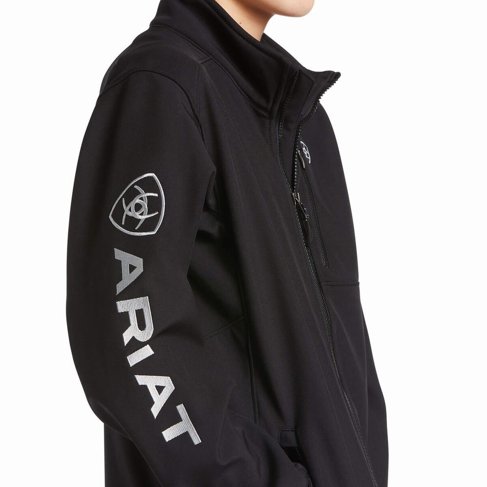 Kids' Ariat Logo 2.0 Softshell Jackets Black / Silver | HDTG-56081