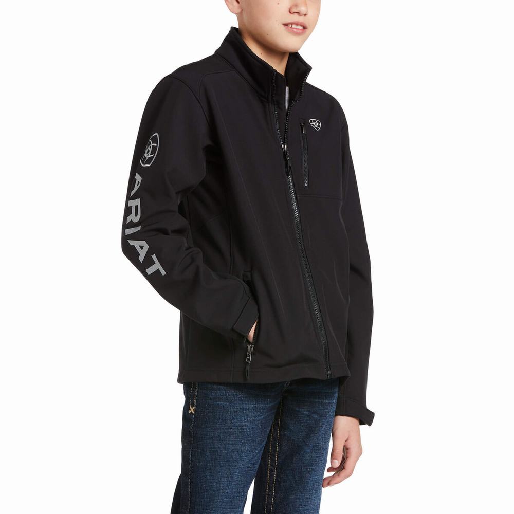 Kids\' Ariat Logo 2.0 Softshell Jackets Black / Silver | HDTG-56081