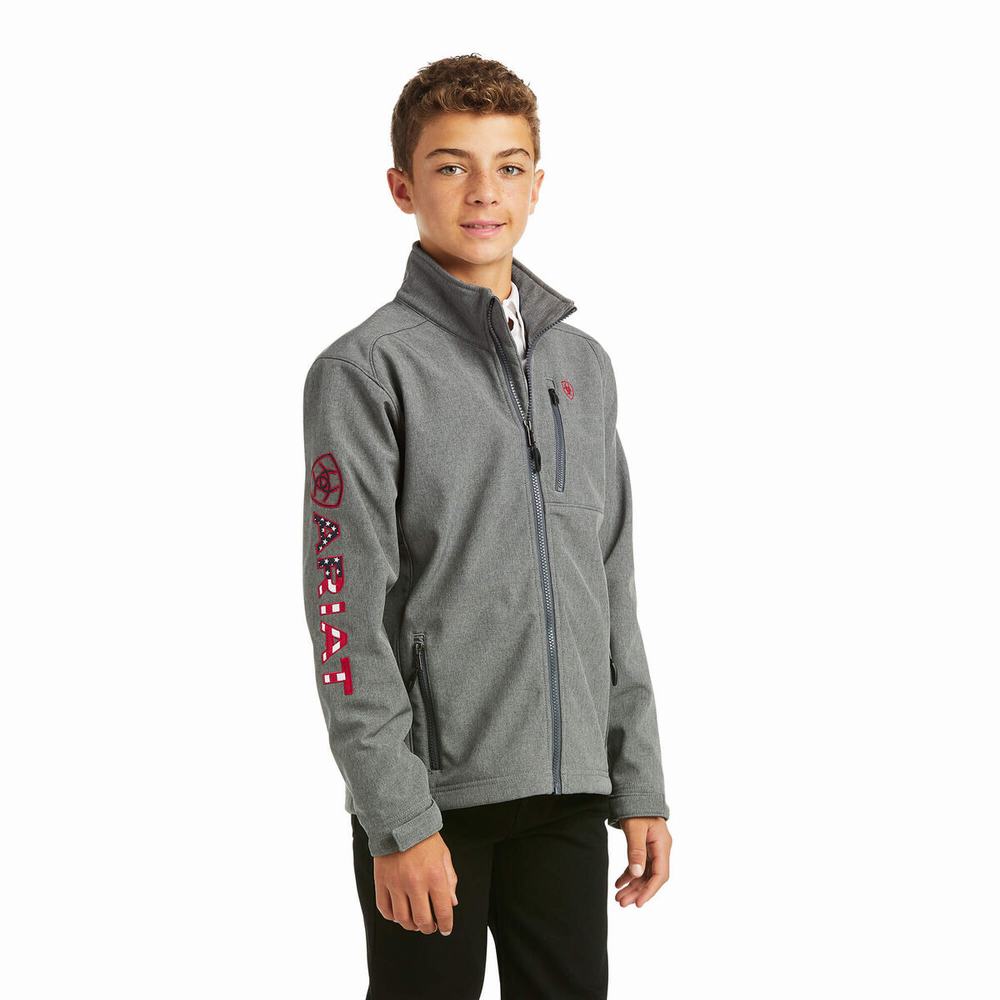 Kids\' Ariat Logo 2.0 Softshell Jackets Grey | SXIG-27490