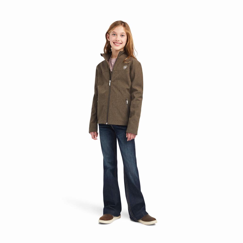 Kids' Ariat New Team Softshell Jackets Brown | XRKM-59061