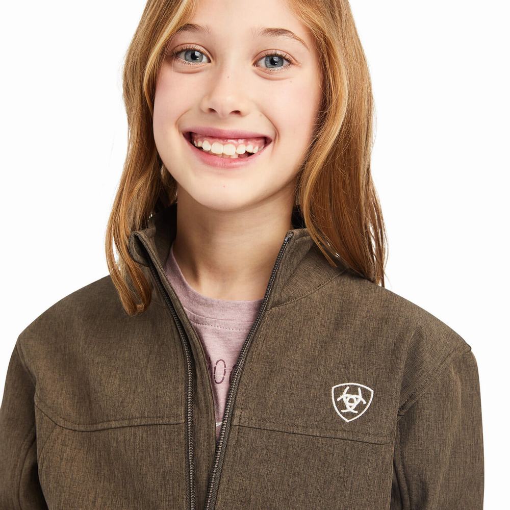 Kids' Ariat New Team Softshell Jackets Brown | XRKM-59061