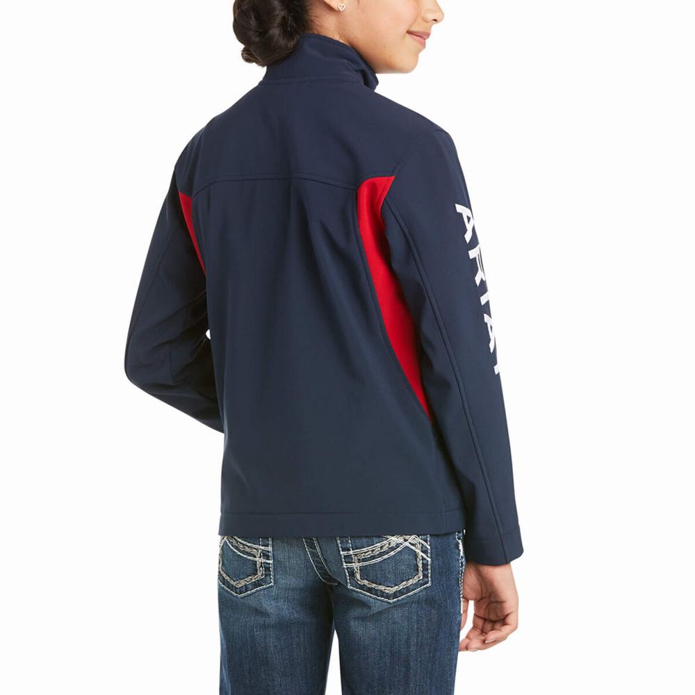 Kids' Ariat New Team Softshell Jackets Navy | QVGW-07856