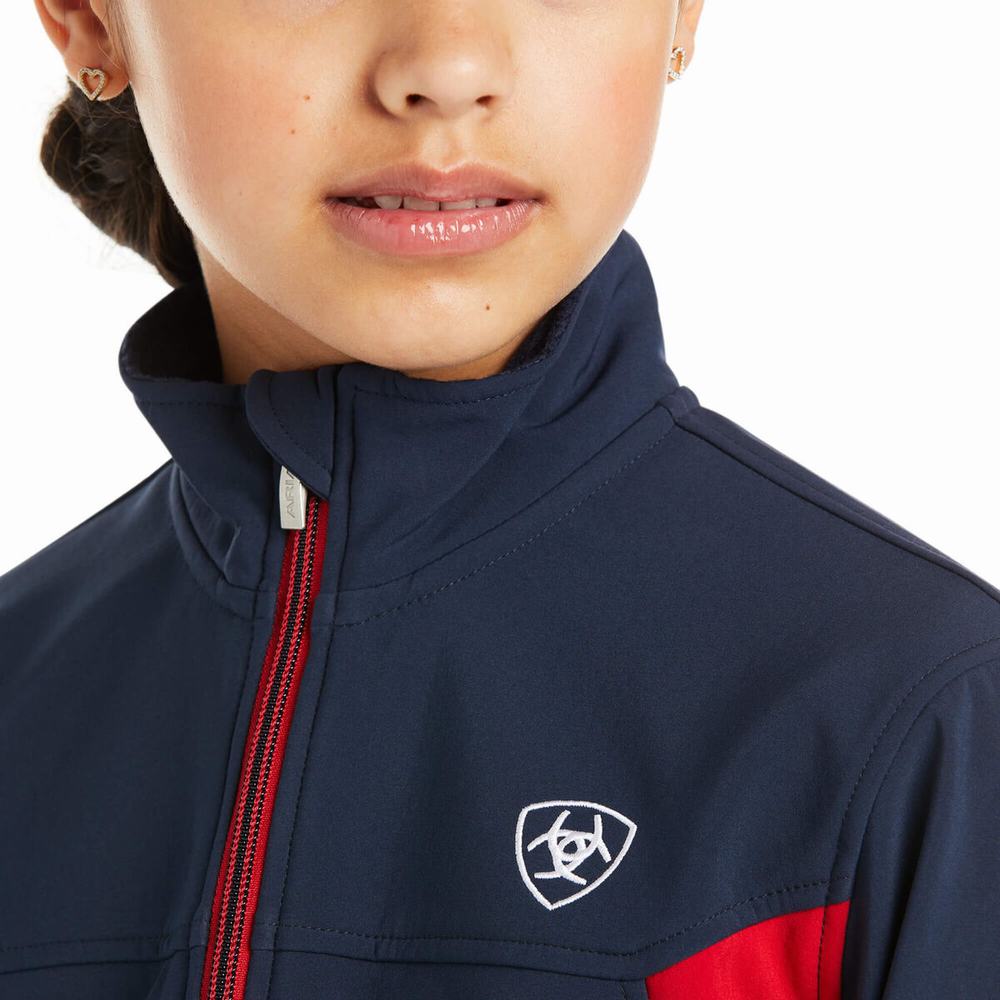 Kids' Ariat New Team Softshell Jackets Navy | QVGW-07856