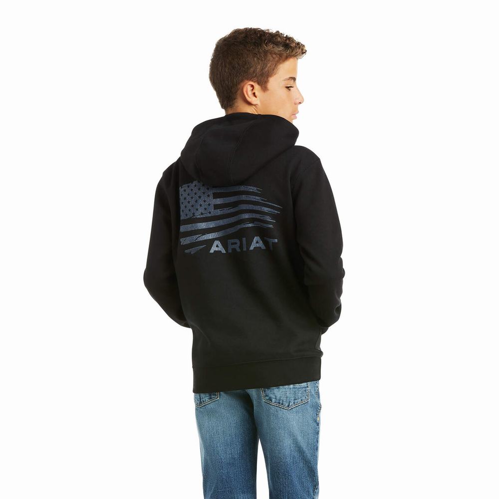 Kids' Ariat Patriot 2.0 Hoodie Black / Grey | LZGV-62407