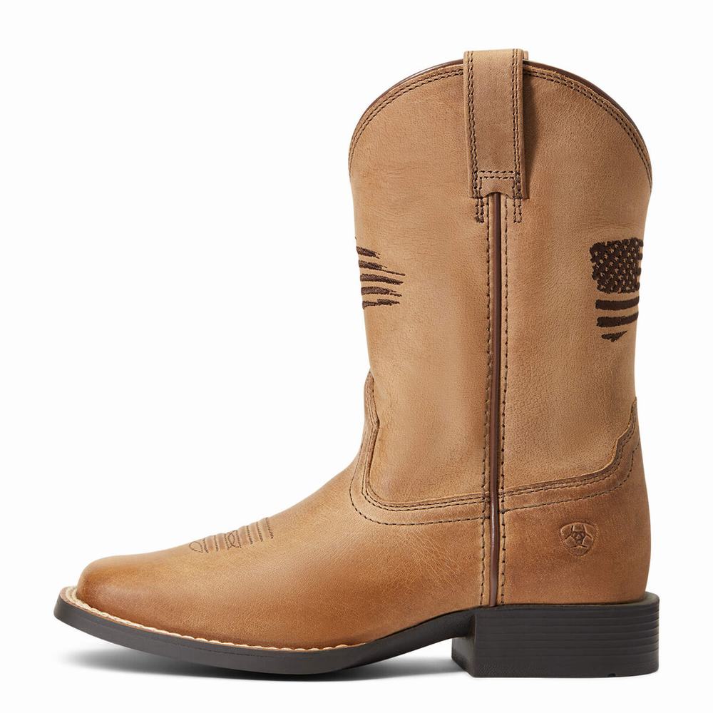 Kids' Ariat Patriot II Western Boots Brown | IOSN-96407