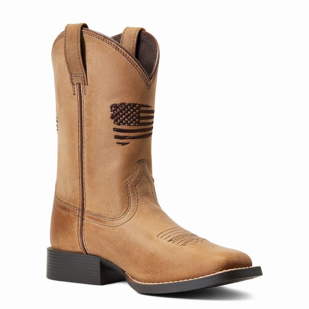 Kids' Ariat Patriot II Western Boots Brown | IOSN-96407