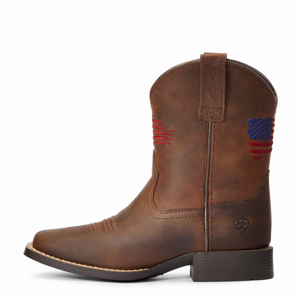 Kids' Ariat Patriot II Western Boots Brown | SZAB-61827